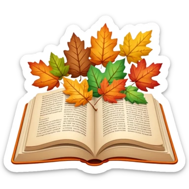 autumn open book with leaves on it sticker