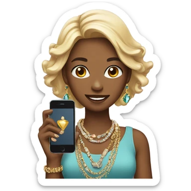 girl with jewelry and phone sticker