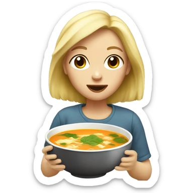 Blonde girl eating soup sticker