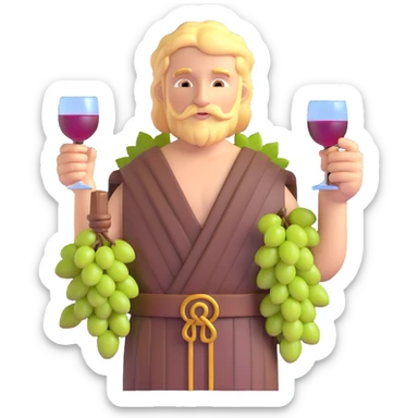Bacchus Roman god of wine with grapes and wine cup sticker