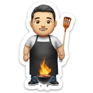 Fat boy cooking bbq sticker