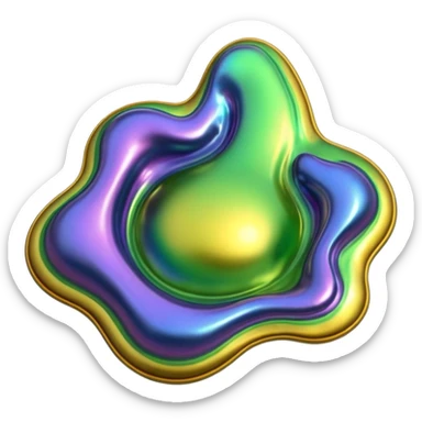 3D render of Oil Slick, toxic waste aesthetic, bubbling liquid, industrial warning texture. sticker