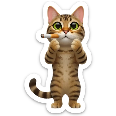 A cat smoking a cigarette sticker