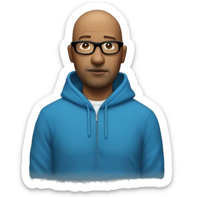 bald man in Blue hoodie 1 days  with black Glases sticker