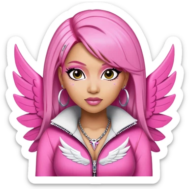 Nicki Minaj pink hair, winged eyeliner, super bass outfit  sticker