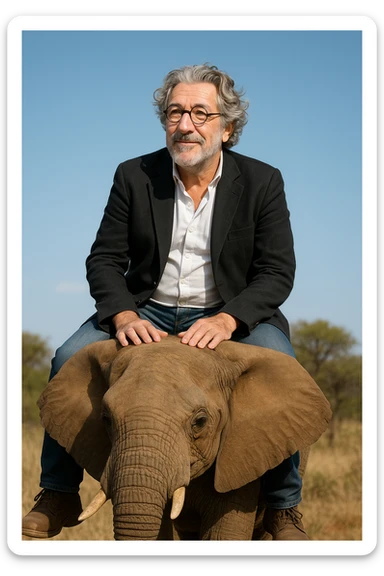 Alain chabat sur un éléphant  sticker