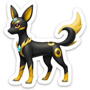Shiny 4-legged Umbreon-Electrike-Amaura-Houndoom-Zeraora-fusion, full body sticker
