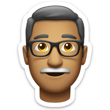 cool face with eyeglass and stubble, no moustache sticker