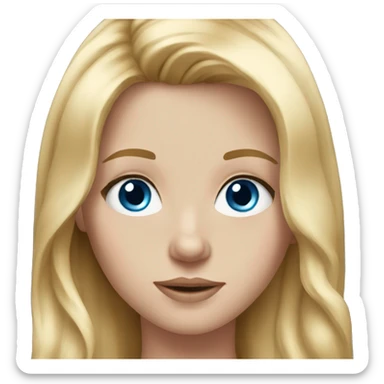Realistic White girl with long blonde hair and blue eyes  sticker