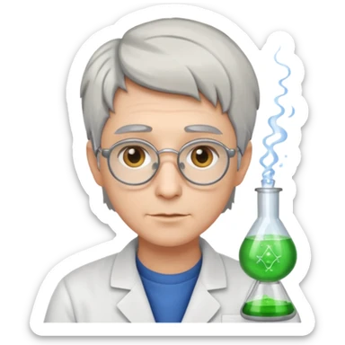 Scientist stoner with short silver hair sticker