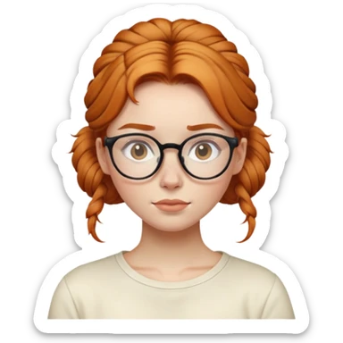 Ginger girl low messy bun cream top glasses sticker