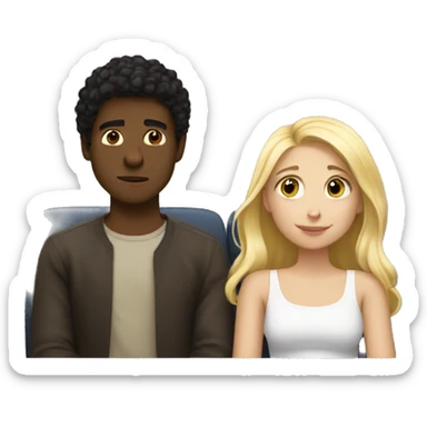 girl with blonde haití and white boy with dark hair watching movie together  sticker