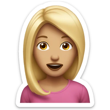 A girl with blonde hair shows a fac and sticks out her tongue sticker