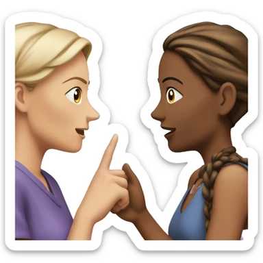 one woman saying something into the ear of another woman closing by hand sticker