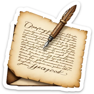 Letter with "Dear God" header and quill pen sticker