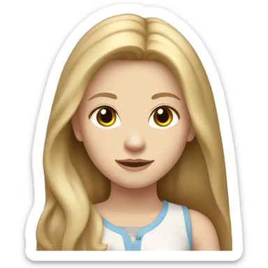 girl with blondish brown long hair, pake skin, a little chubby, light brown eyes sticker