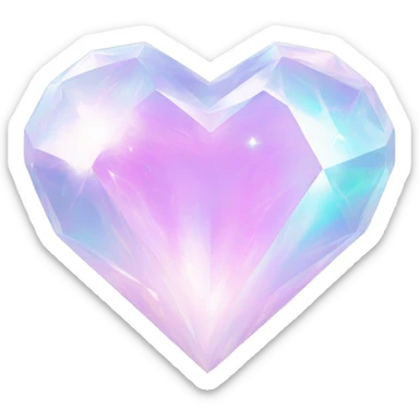 Pastel White iridescent nebula diamond heart sticker