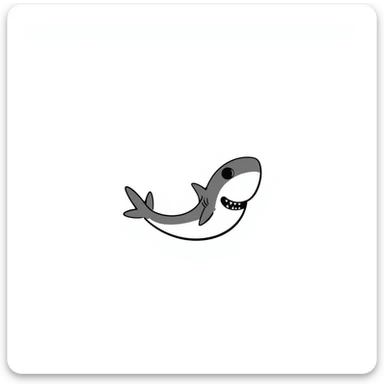 a shark in hand-drawn doodle style, black lines only sticker