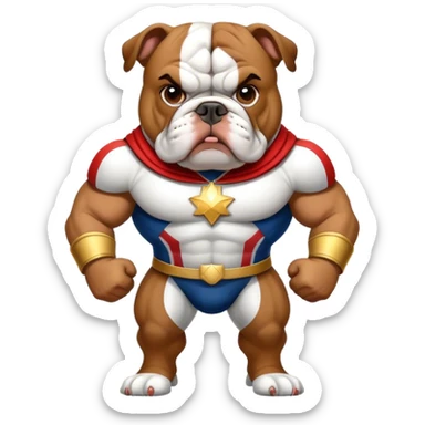 bulldog ingles traje héroe sticker
