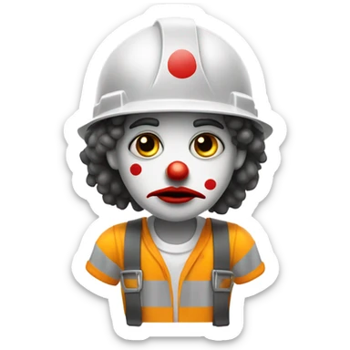 Sad clown working construction sticker