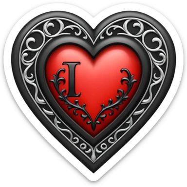 Can you make a heart with a gothic design, I want black and blood red colors . I want the letter I in the middle of the heart sticker
