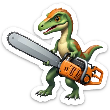 Velociraptor with chainsaw sticker