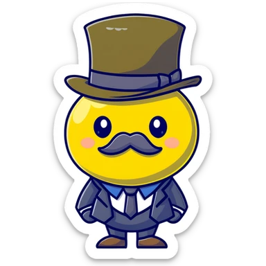 anime lemon character with monocle, necktie, and bowler hat sticker