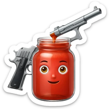 Jar of pasta sauce holding a gun  sticker
