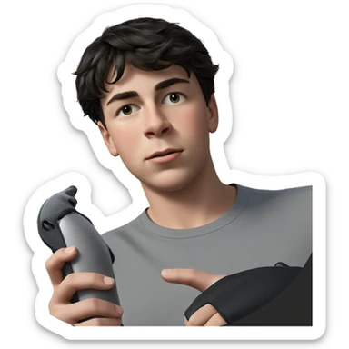 boy with short black hair sticker