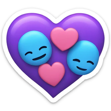 blue heart and pink heart making purple baby heart sticker