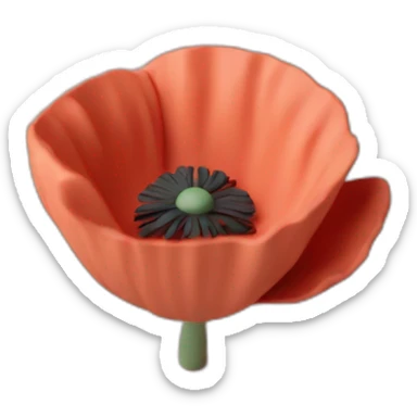 poppy flower matte clay 3d render soft light sticker