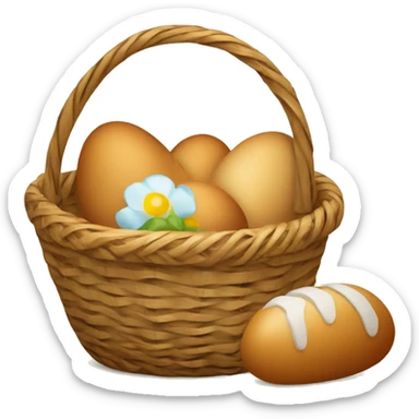 basket with easter bread, eggs, with napkin  sticker