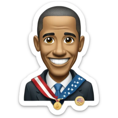 Obama-giving-Obama-medal sticker