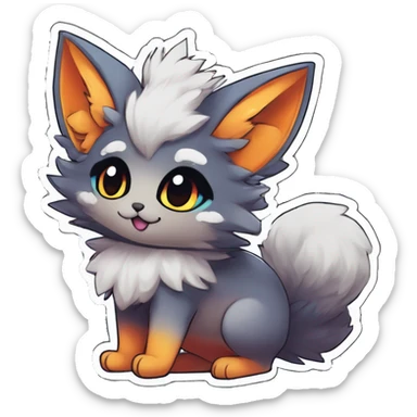Anthro Fluffy Cool Cute Magical Elemental Shiny Colorful Neon Vibrant Colors Sparkle Kemono-style Chibi Fantasy-Animal-Fakémon-Pokémon-Hybrid Fur Sona Aesthetic Full Body Sticker sticker