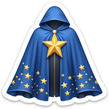a fantasy  magic, white color with star pattern cloak sticker