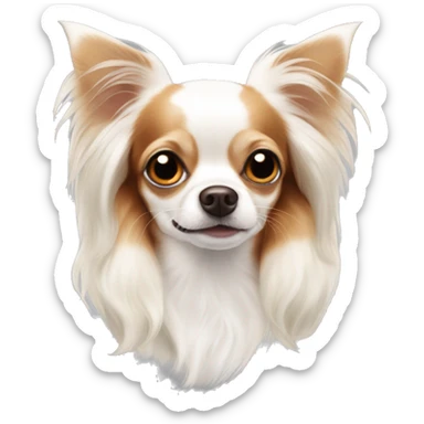 Long-haired white Chihuahua with reddish-brown markings sticker