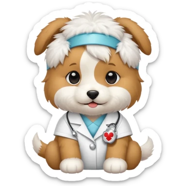 Puppy nurse with ‘Get well soon’ message sticker
