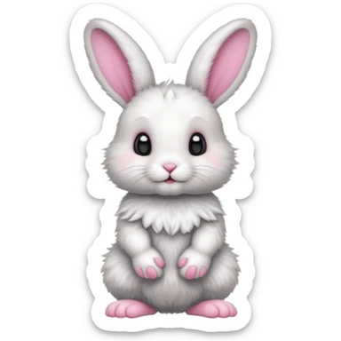 a white and black baby rabbit staying on its legs sticker