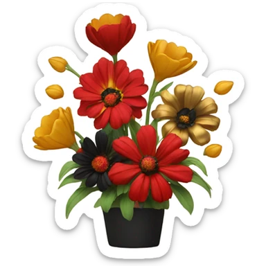 Red gold and black flowers sticker