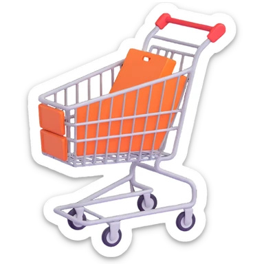 e-commerce emoji, high fidelity, smooth edges, shopping cart sticker