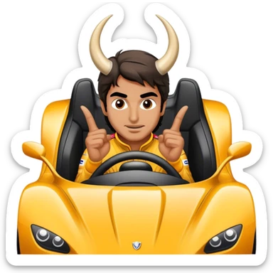 Create an emoji of Carlos Sainz in a sports car making horns sticker