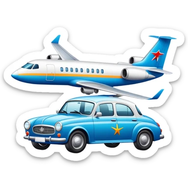 car with an airplan drawing sticker