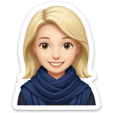 Woman with navy scarf. sticker