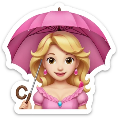 princess peach with a pink umbrella  sticker