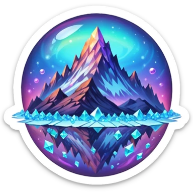 planet, surface covered in glowing crystals and mountain  sticker