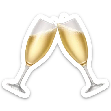 Two glasses of champagne cheering with burgundy bows sticker