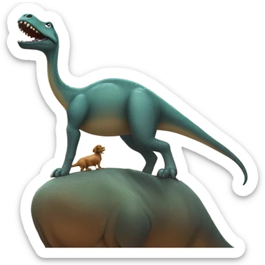Dog riding a dinosaur  sticker