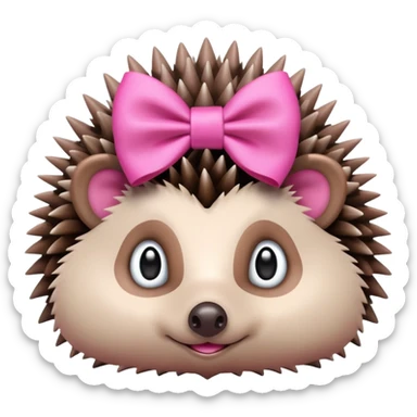 hedgehog with a pink bow sticker
