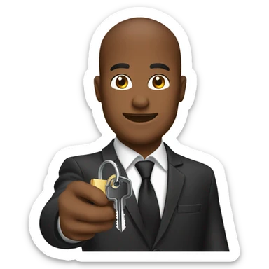 brown skin realtor handing a black key sticker