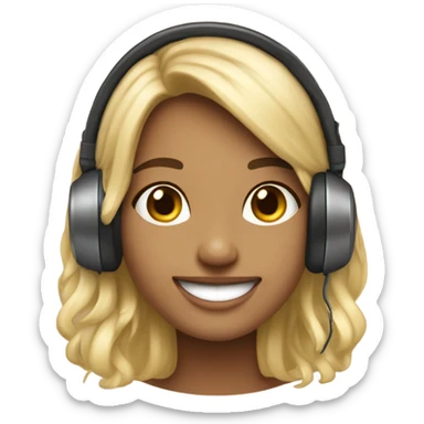 una chca con auriculares feliz asthetic sticker